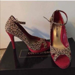 Price drop NIB Colin Stuart peep toe leopard pumps